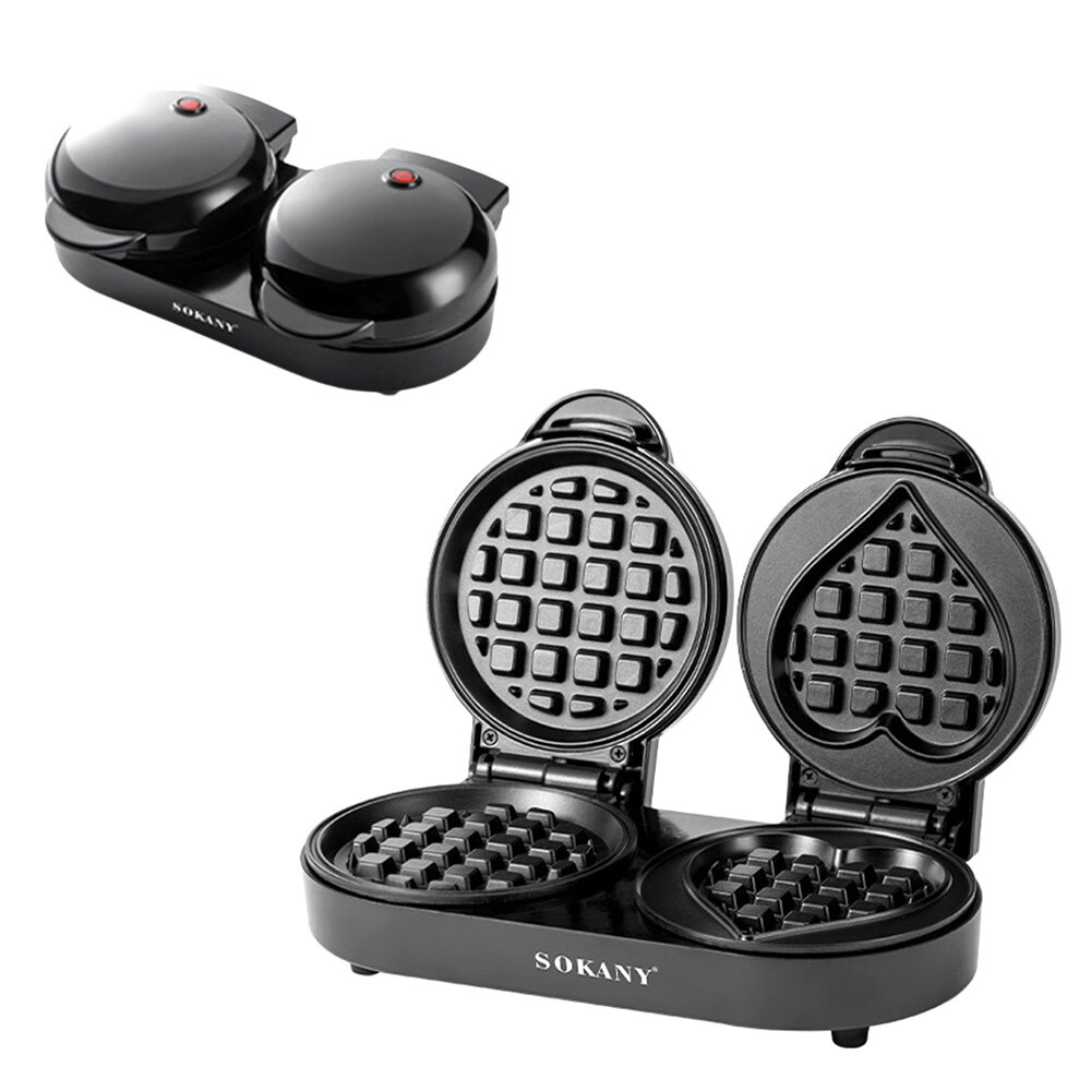 SOKANY 1100W Waffle Maker Small Waffles Iron Keto Chaffles Single Compact Design Nonstick Breakfast Snacks Hash Browns COD