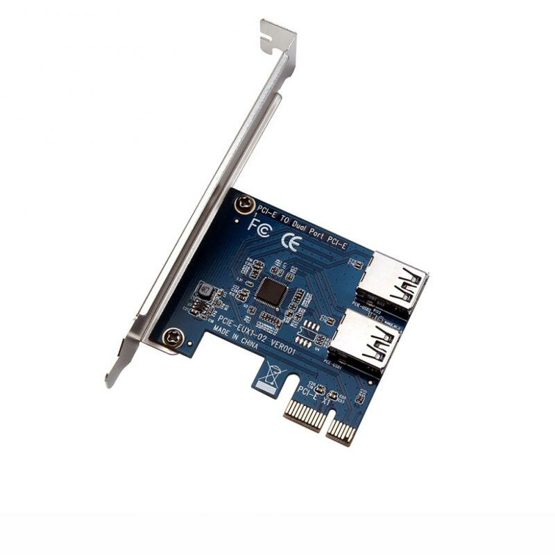 PCI-E 2 In 1 PCI Express 1X Slots Riser Card Mini ITX Turn External 3 PCI-E Slot Adapter PCIe Port Multiplier Card COD