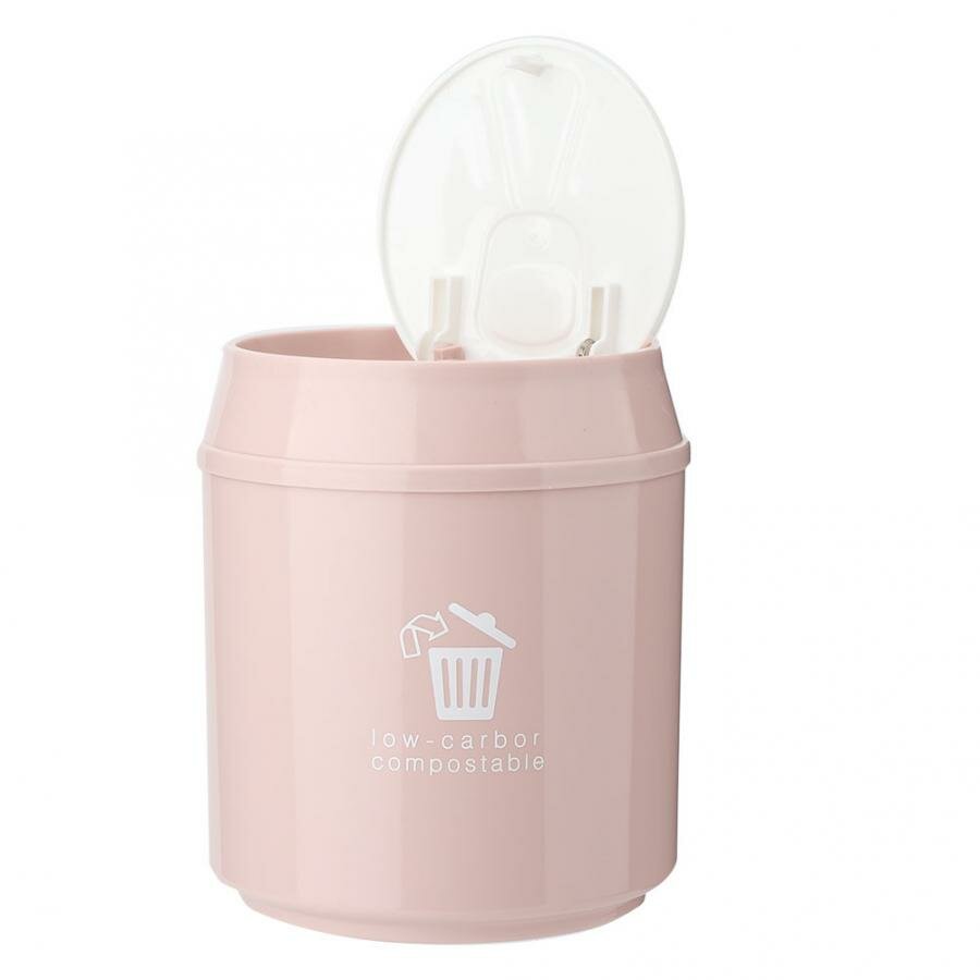 Plastic Small Waste Bin Cute Mini Trash Can Desktop Trash Basket Table Home Office Trash Can Dustbin Sundries Barrel Box COD