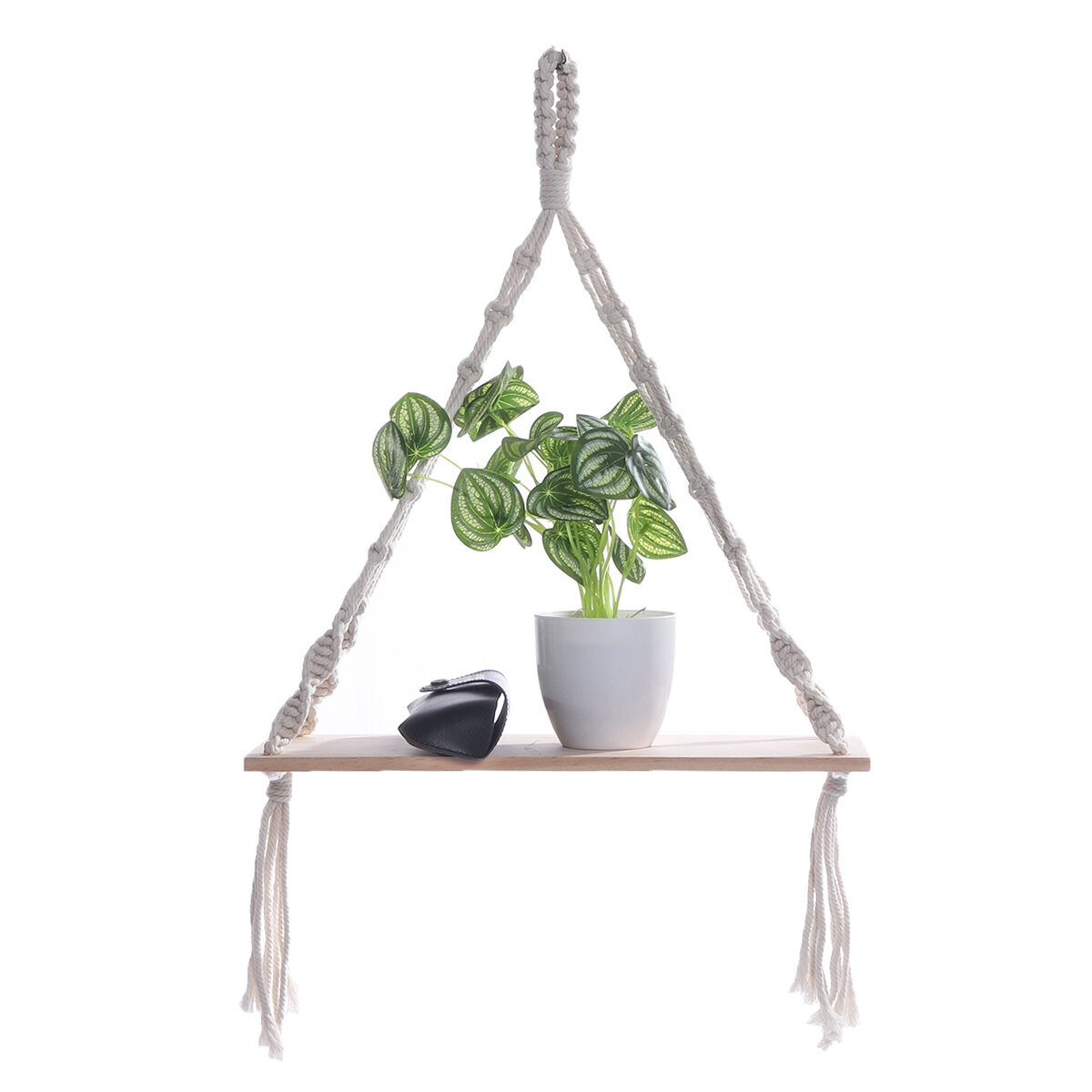 Bohemia Macrame Woven Wood Mount Shelf Tapestry Tassel Wall Hanging Storage Rack Home Office Decorations COD