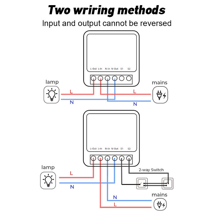 16A Tuya WiFi Mini DIY Smart Switch 2 Way Control Smart Home Automation Module Via Alexa Google Home Smart Life App COD