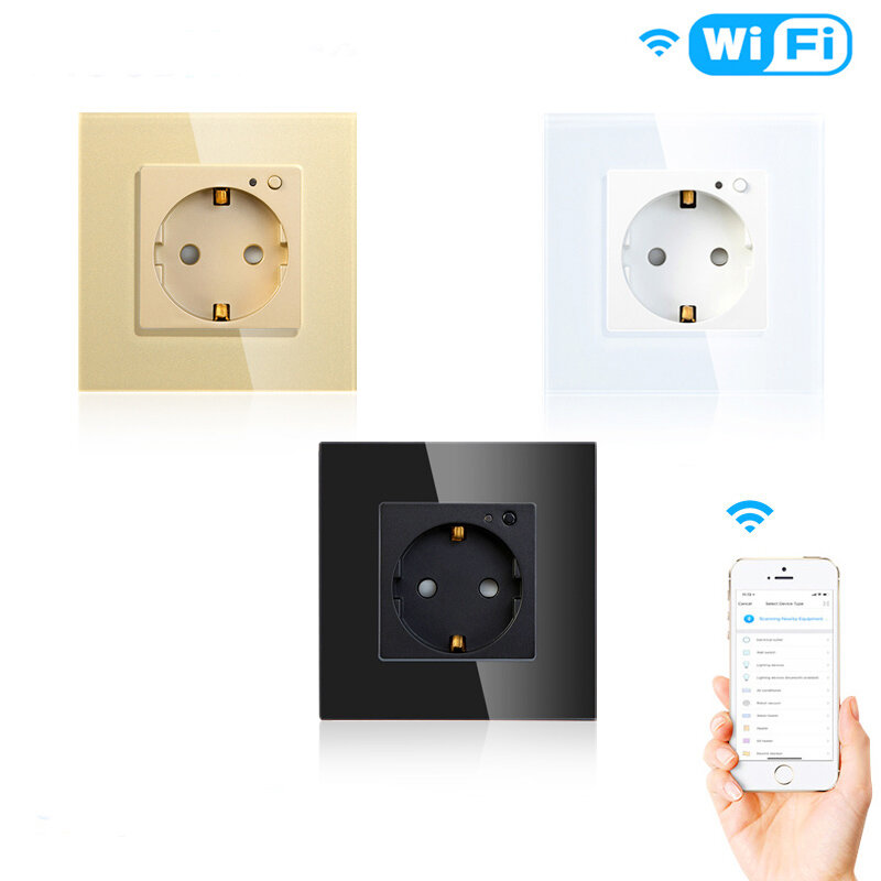 Moeshouse WiFi Smart Wall Socket Outlet Glass Panel Smart Life/Tuya APP Remote Control EU FR UK AU COD